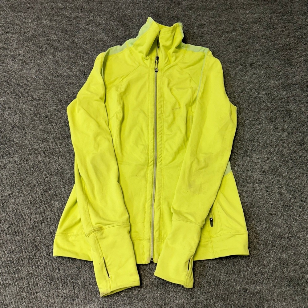 Tangerine Jacket Womens Size M Neon Yellow Full Zip Thumbhole Athletic Active